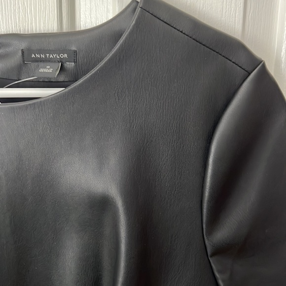 Ann Taylor black imitation leather short sleeved dress - Picture 3 of 7